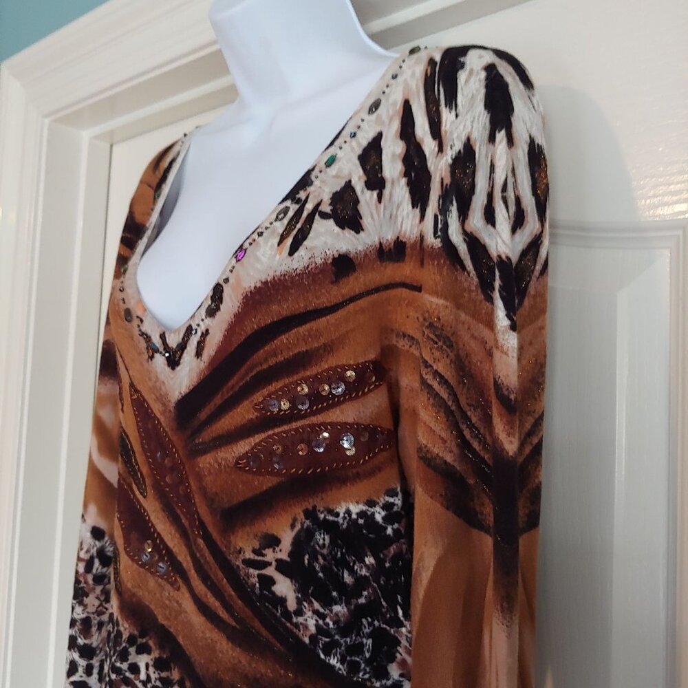 Alberto Makali Blingy Leopard Glam Mob Wife Clubwear Statement Dress M - Picture 8 of 15